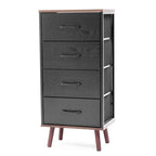 Commode d'appoint à 4 tiroirs en bois manufacturé noir avec touches de marron