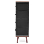 Commode d'appoint à 4 tiroirs en bois manufacturé noir avec touches de marron