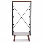 Commode d'appoint à 4 tiroirs en bois manufacturé noir avec touches de marron