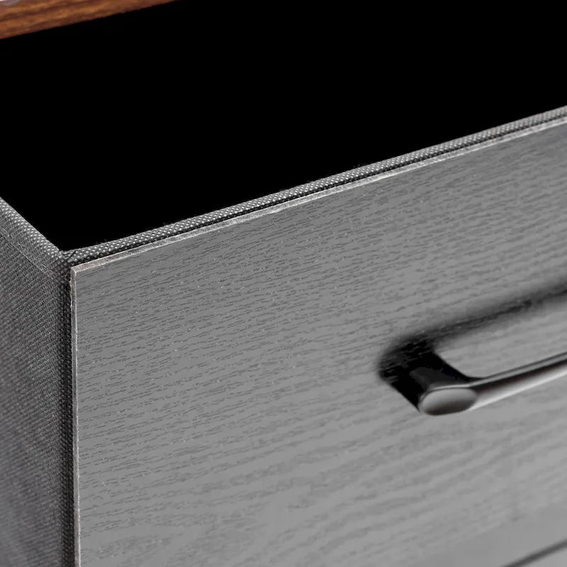 Commode d'appoint à 4 tiroirs en bois manufacturé noir avec touches de marron