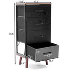 Commode d'appoint à 4 tiroirs en bois manufacturé noir avec touches de marron