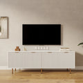 Meuble TV de 80 po | Fini blanc chaud, console multimédia moderne, convient aux téléviseurs de 80 po