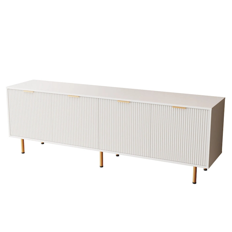Meuble TV de 80 po | Fini blanc chaud, console multimédia moderne, convient aux téléviseurs de 80 po
