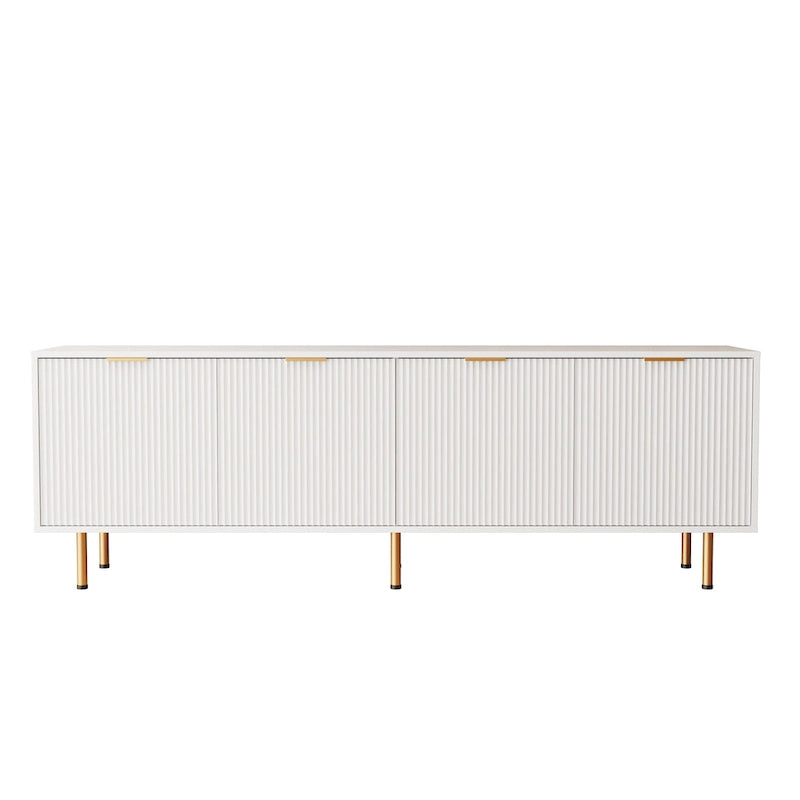 Meuble TV de 80 po | Fini blanc chaud, console multimédia moderne, convient aux téléviseurs de 80 po