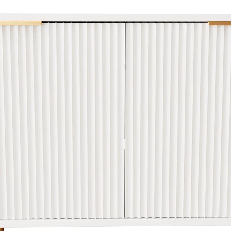 Meuble TV de 80 po | Fini blanc chaud, console multimédia moderne, convient aux téléviseurs de 80 po