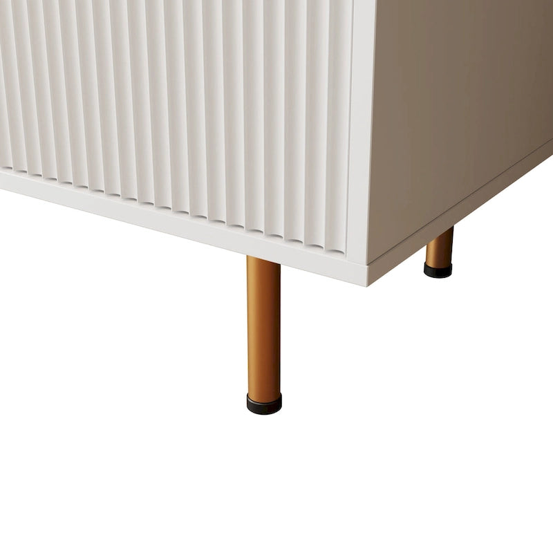 Meuble TV de 80 po | Fini blanc chaud, console multimédia moderne, convient aux téléviseurs de 80 po
