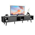 Meuble TV 70" en bois massif de style Mid-Century | Meuble de divertissement, convient aux téléviseurs de 75"