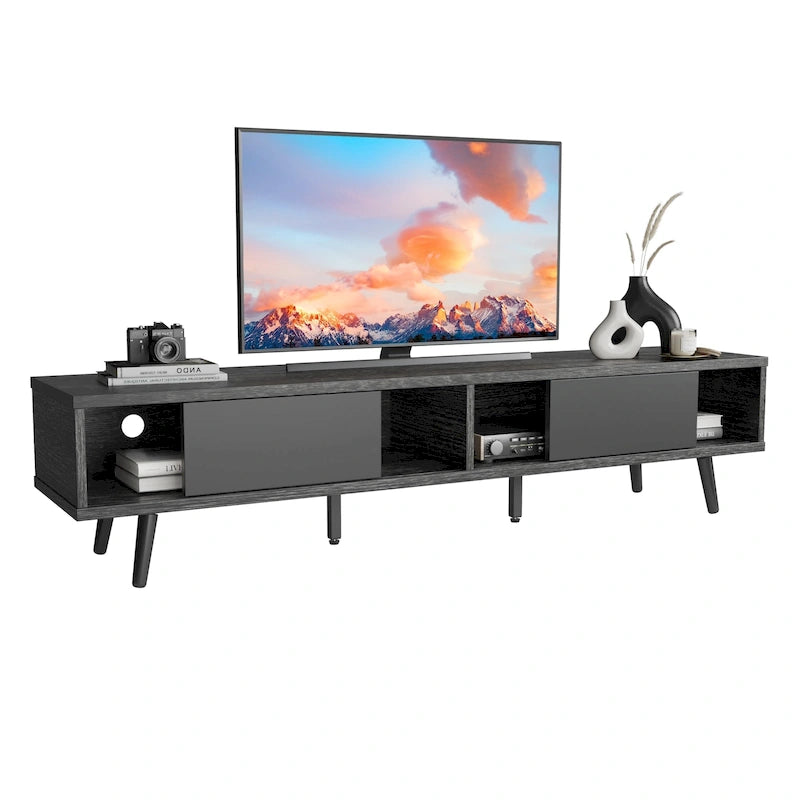 70" Mid-Century Solid Wood TV Stand | Entertainment Center, Fits 75" TVs