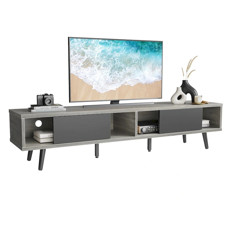 70" Mid-Century Solid Wood TV Stand | Entertainment Center, Fits 75" TVs