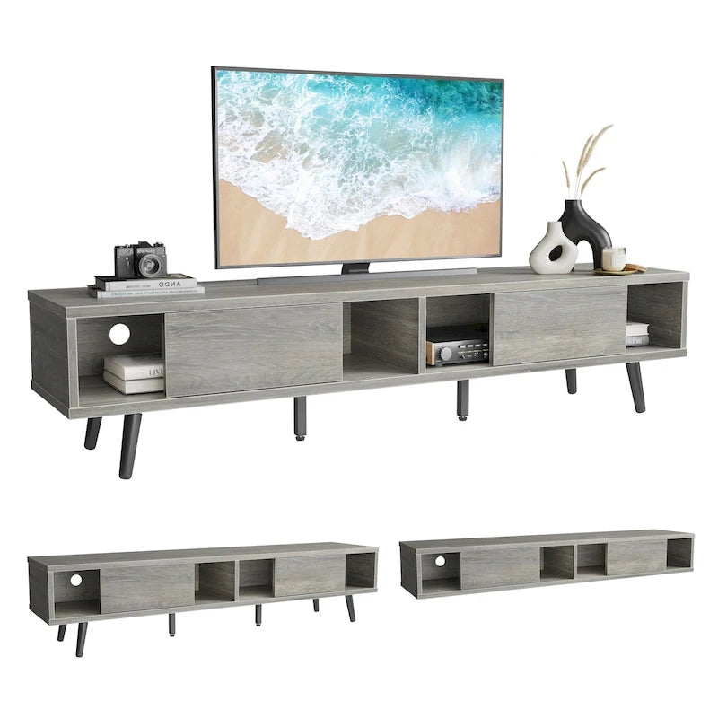 70" Mid-Century Solid Wood TV Stand | Entertainment Center, Fits 75" TVs