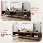 Meuble TV 70" en bois massif de style Mid-Century | Meuble de divertissement, convient aux téléviseurs de 75"