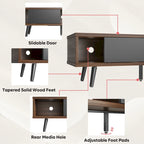 Meuble TV 70" en bois massif de style Mid-Century | Meuble de divertissement, convient aux téléviseurs de 75"