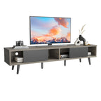 Meuble TV 70" en bois massif de style Mid-Century | Meuble de divertissement, convient aux téléviseurs de 75"