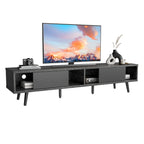 Meuble TV 70" en bois massif de style Mid-Century | Meuble de divertissement, convient aux téléviseurs de 75"