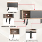 Meuble TV 70" en bois massif de style Mid-Century | Meuble de divertissement, convient aux téléviseurs de 75"