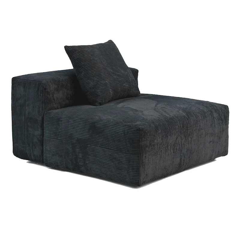 Canapé d'angle en velours côtelé en forme de L | Ensemble rembourré 5 pièces, salon moderne