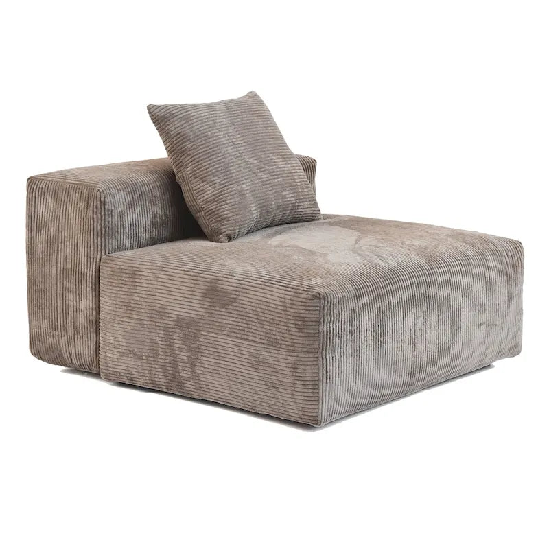 Canapé d'angle en velours côtelé en forme de L | Ensemble rembourré 5 pièces, salon moderne