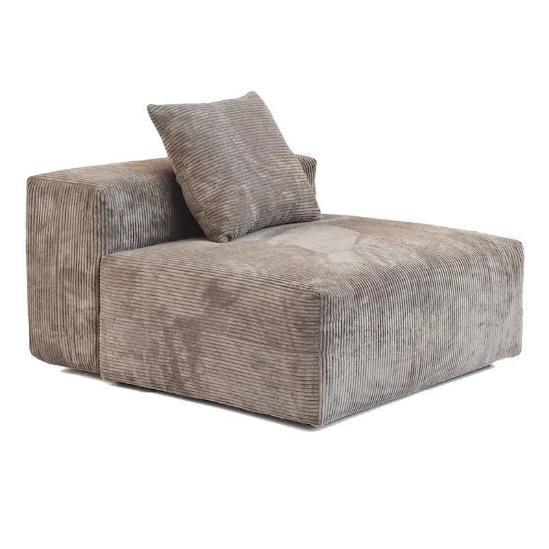 Canapé d'angle en velours côtelé en forme de L | Ensemble rembourré 5 pièces, salon moderne