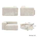 Canapé d'angle en velours côtelé en forme de L | Ensemble rembourré 5 pièces, salon moderne