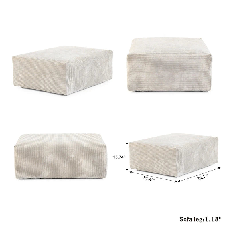 Canapé d'angle en velours côtelé en forme de L | Ensemble rembourré 5 pièces, salon moderne