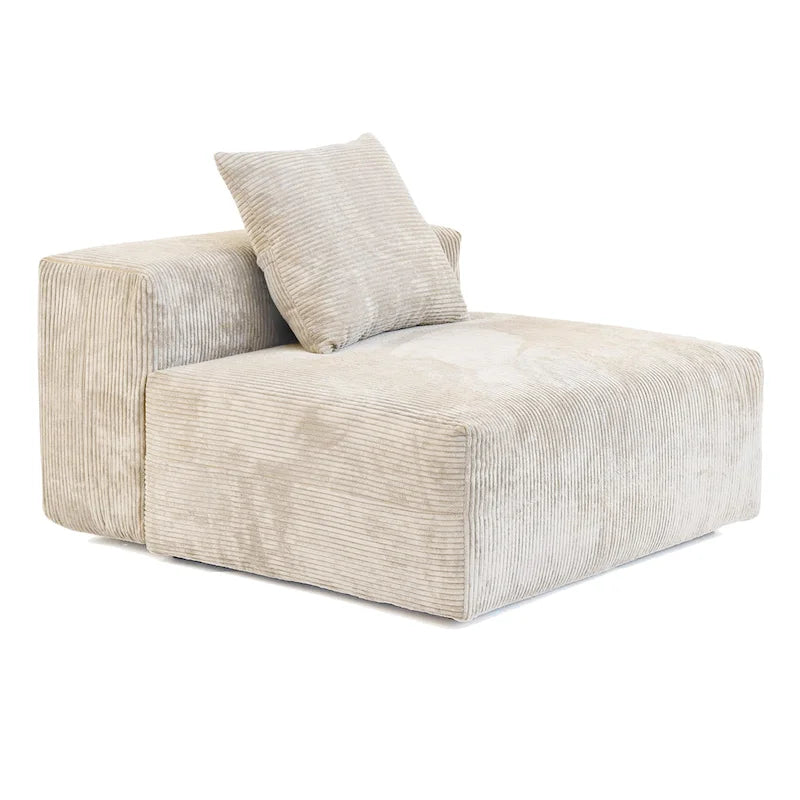 Canapé d'angle en velours côtelé en forme de L | Ensemble rembourré 5 pièces, salon moderne
