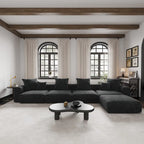 Canapé d'angle en velours côtelé en forme de L | Ensemble rembourré 5 pièces, salon moderne