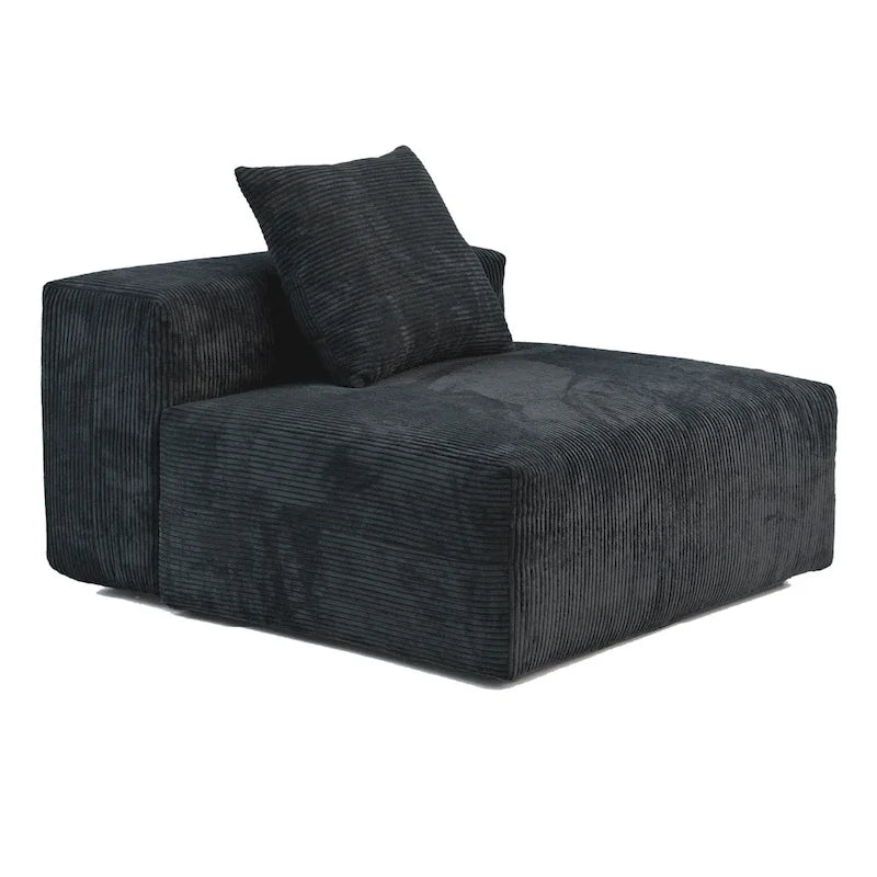 Canapé d'angle en velours côtelé en forme de L | Ensemble rembourré 5 pièces, salon moderne