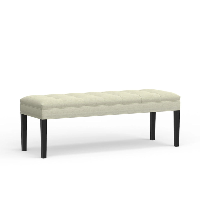Banc d'entrée rembourré de 118 cm | Assise capitonnée, pieds en bois, style moderne