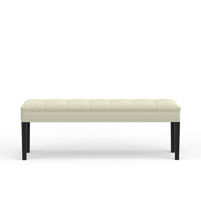 Banc d'entrée rembourré de 118 cm | Assise capitonnée, pieds en bois, style moderne