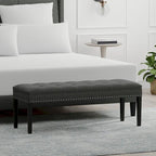 Banc d'entrée rembourré de 118 cm | Assise capitonnée, pieds en bois, style moderne