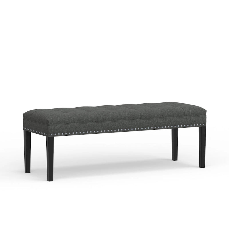 Banc d'entrée rembourré de 118 cm | Assise capitonnée, pieds en bois, style moderne