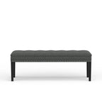 Banc d'entrée rembourré de 118 cm | Assise capitonnée, pieds en bois, style moderne