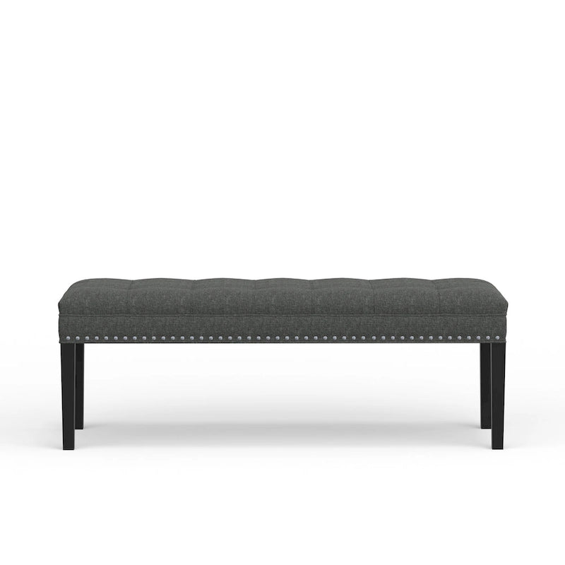 Banc d'entrée rembourré de 118 cm | Assise capitonnée, pieds en bois, style moderne