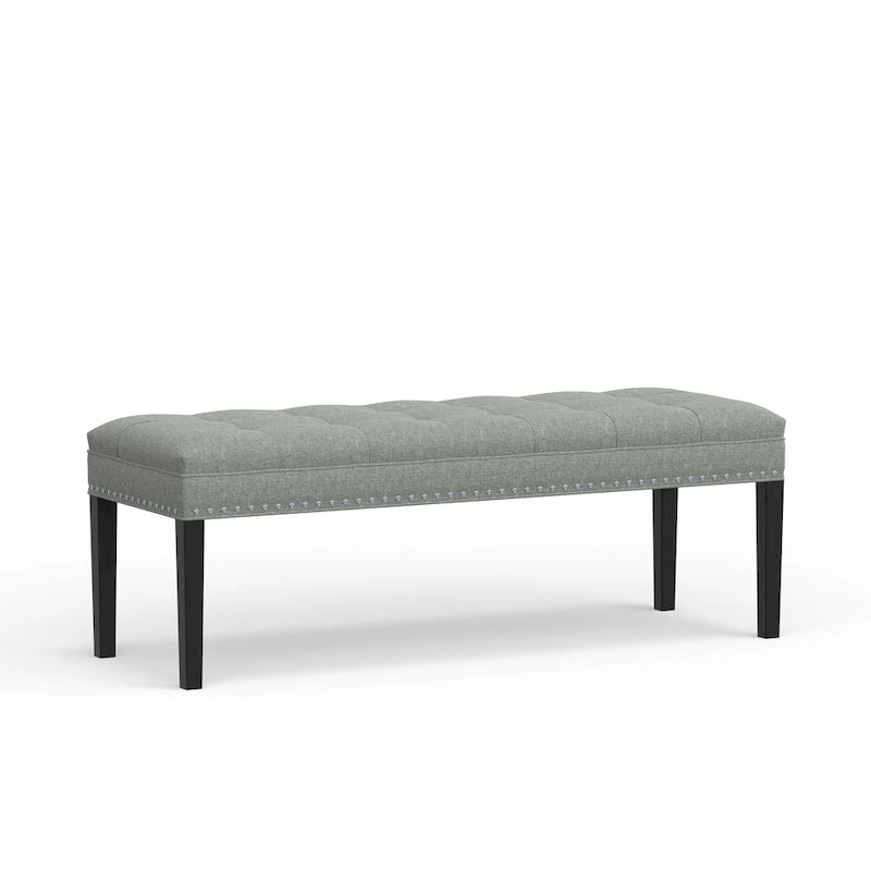 Banc d'entrée rembourré de 118 cm | Assise capitonnée, pieds en bois, style moderne