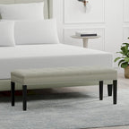 Banc d'entrée rembourré de 118 cm | Assise capitonnée, pieds en bois, style moderne
