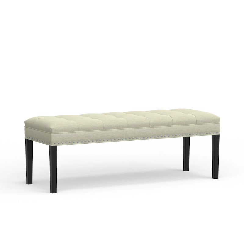 Banc d'entrée rembourré de 118 cm | Assise capitonnée, pieds en bois, style moderne