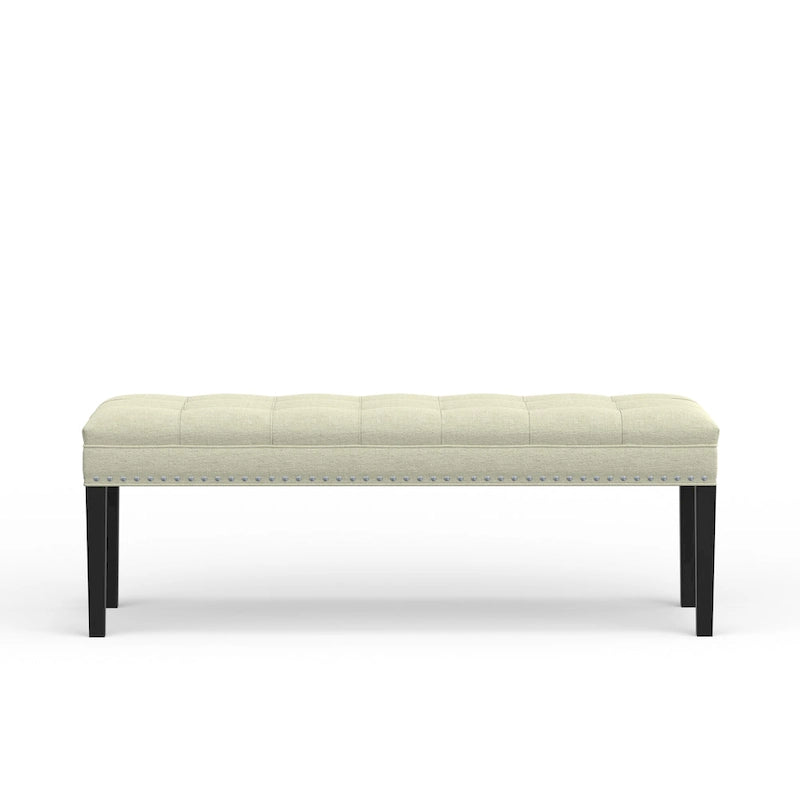 Banc d'entrée rembourré de 118 cm | Assise capitonnée, pieds en bois, style moderne