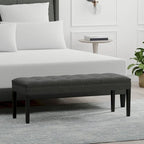 Banc d'entrée rembourré de 118 cm | Assise capitonnée, pieds en bois, style moderne