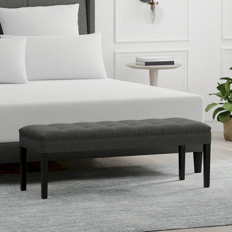 Banc d'entrée rembourré de 118 cm | Assise capitonnée, pieds en bois, style moderne