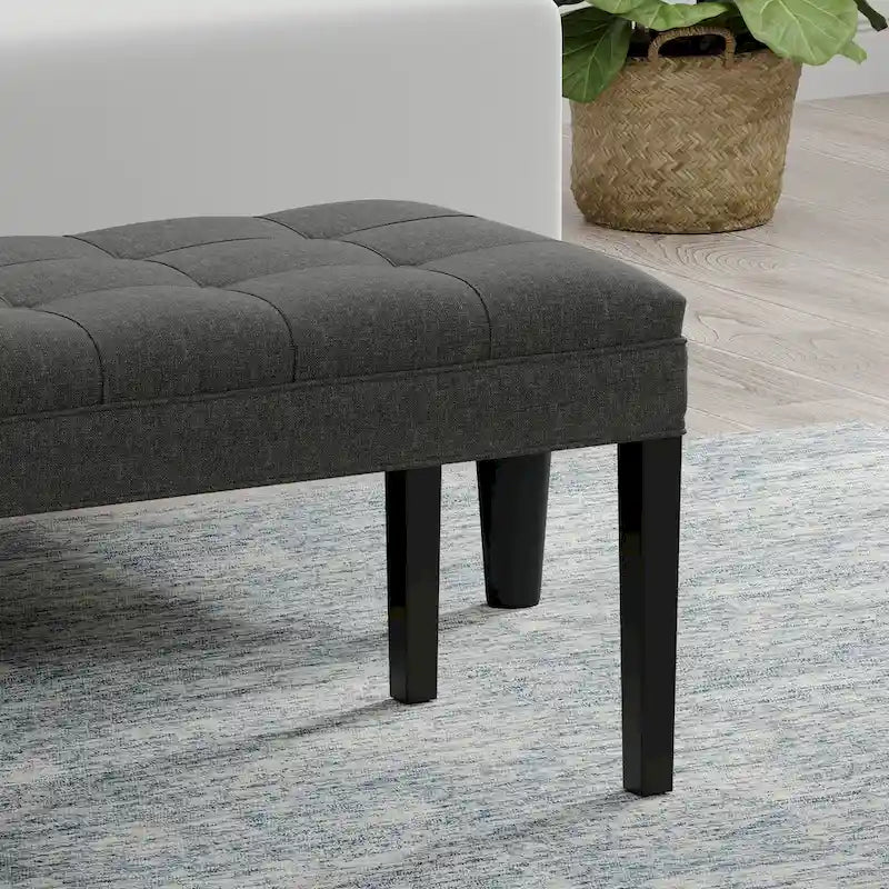 Banc d'entrée rembourré de 118 cm | Assise capitonnée, pieds en bois, style moderne