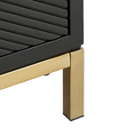 Table de chevet à 2 tiroirs avec ports USB et prises de courant | Panneaux à chevrons, poignées en laiton, H 66 cm