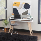 Bureau d'écriture à deux tiroirs | Bureau compact pour la maison avec rangement, style moderne