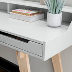 Bureau d'écriture à deux tiroirs | Bureau compact pour la maison avec rangement, style moderne