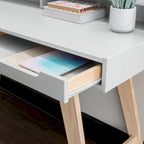 Bureau d'écriture à deux tiroirs | Bureau compact pour la maison avec rangement, style moderne