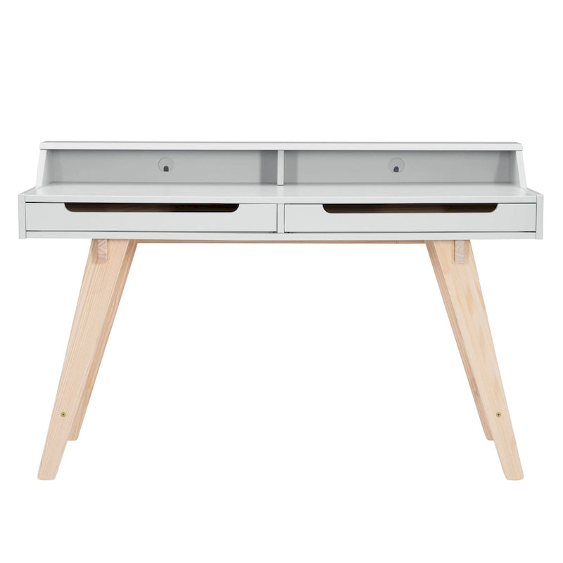 Bureau d'écriture à deux tiroirs | Bureau compact pour la maison avec rangement, style moderne