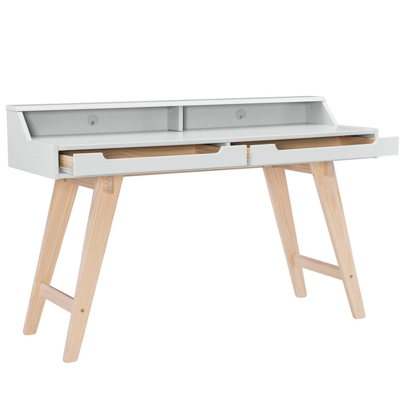 Bureau d'écriture à deux tiroirs | Bureau compact pour la maison avec rangement, style moderne