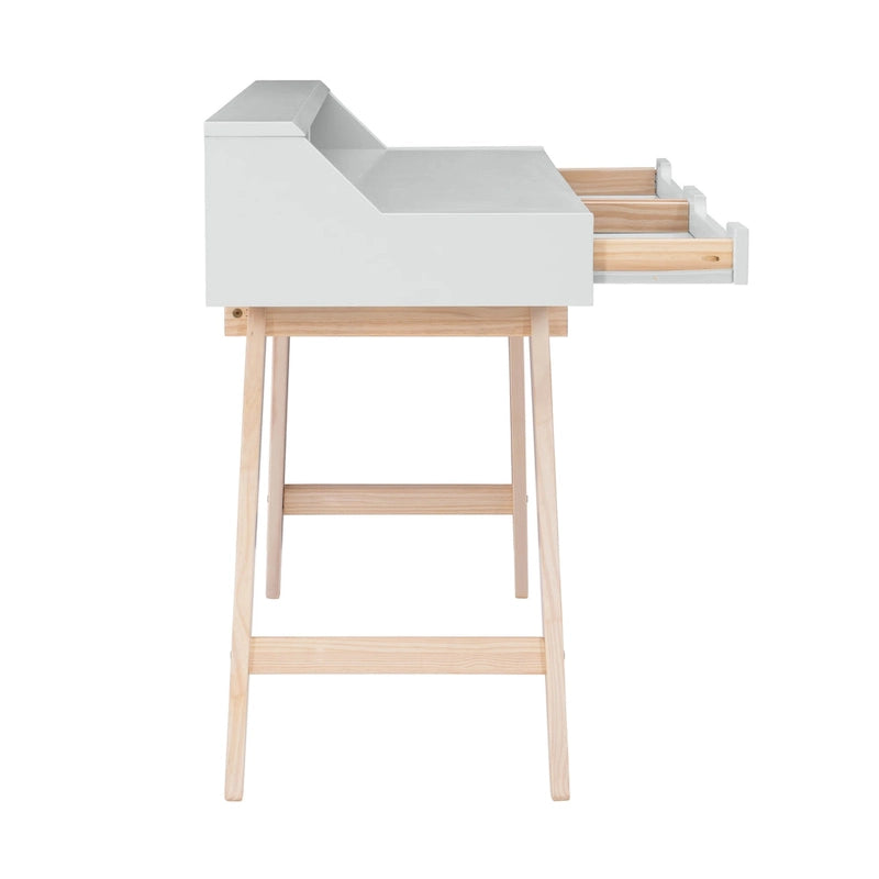 Bureau d'écriture à deux tiroirs | Bureau compact pour la maison avec rangement, style moderne