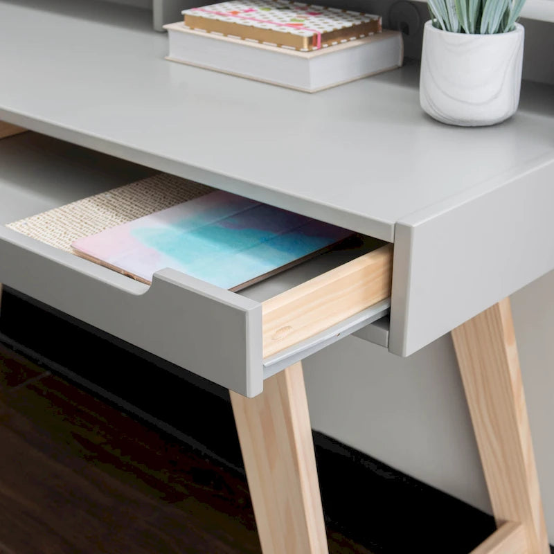 Bureau d'écriture à deux tiroirs | Bureau compact pour la maison avec rangement, style moderne