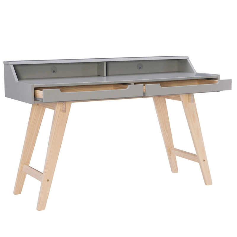 Bureau d'écriture à deux tiroirs | Bureau compact pour la maison avec rangement, style moderne
