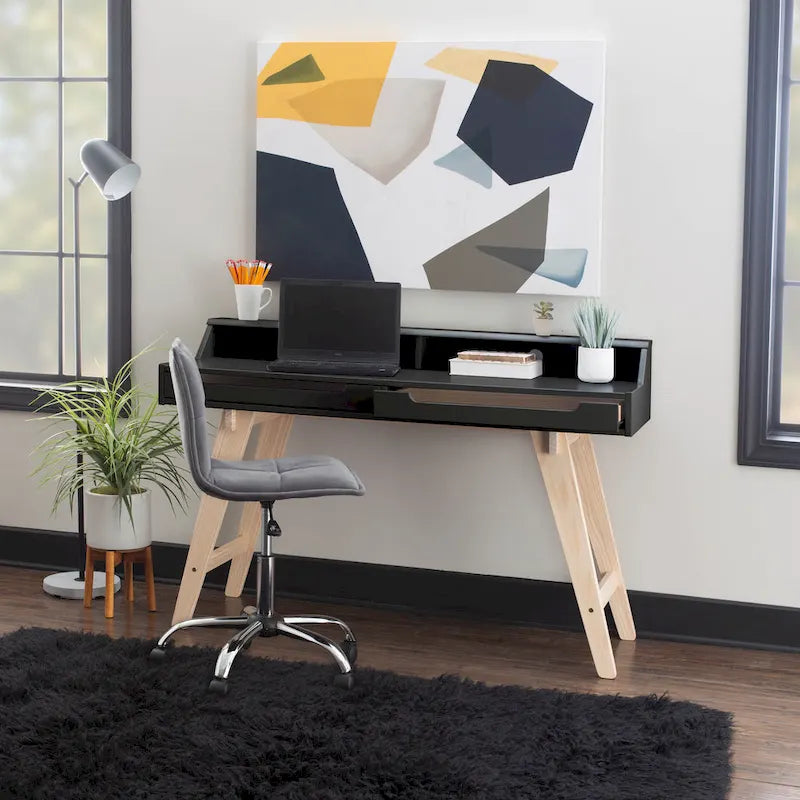 Bureau d'écriture à deux tiroirs | Bureau compact pour la maison avec rangement, style moderne